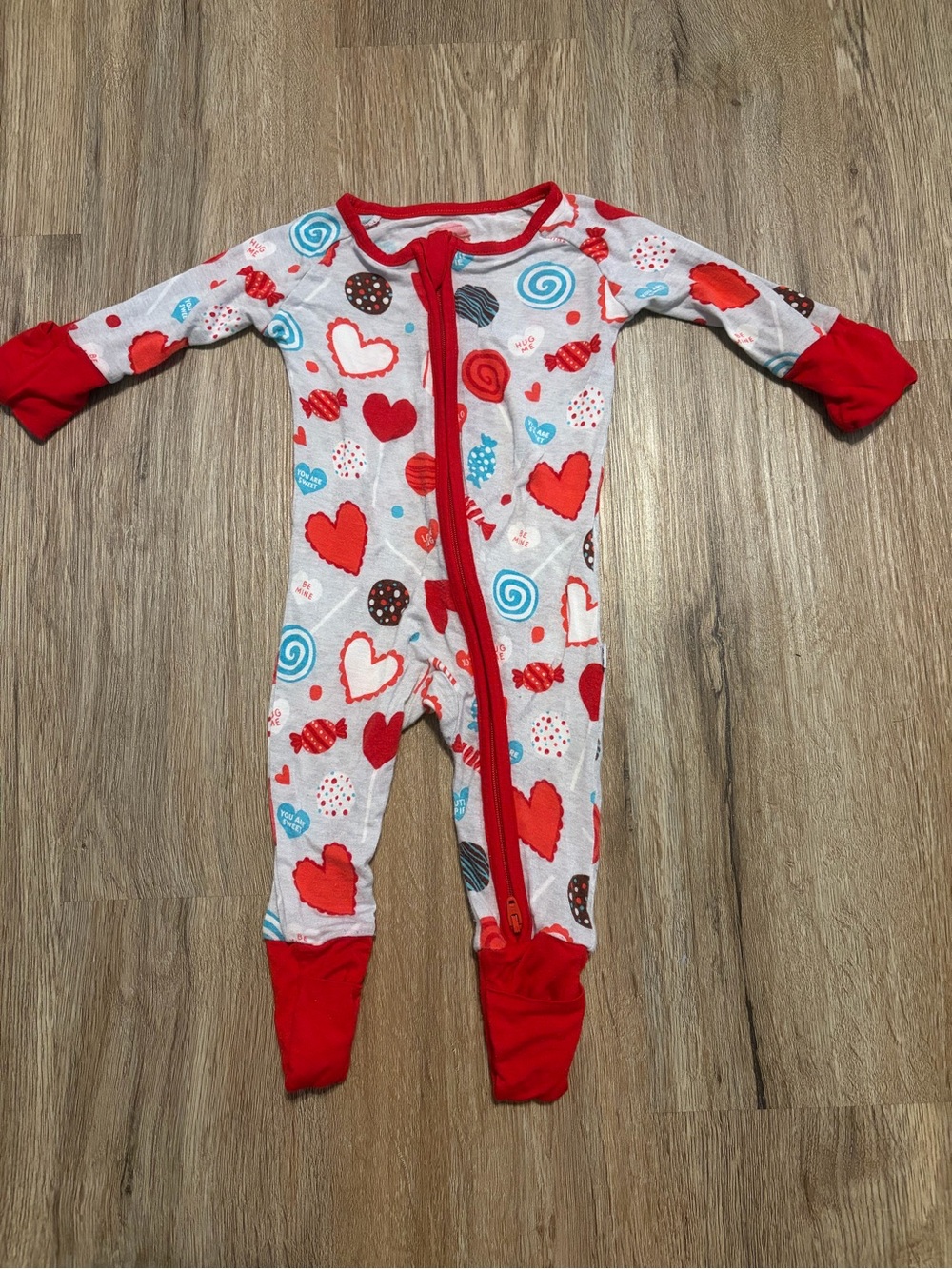 Little Sleepies Red & Blue Heart and Candy One-Piece Pajama